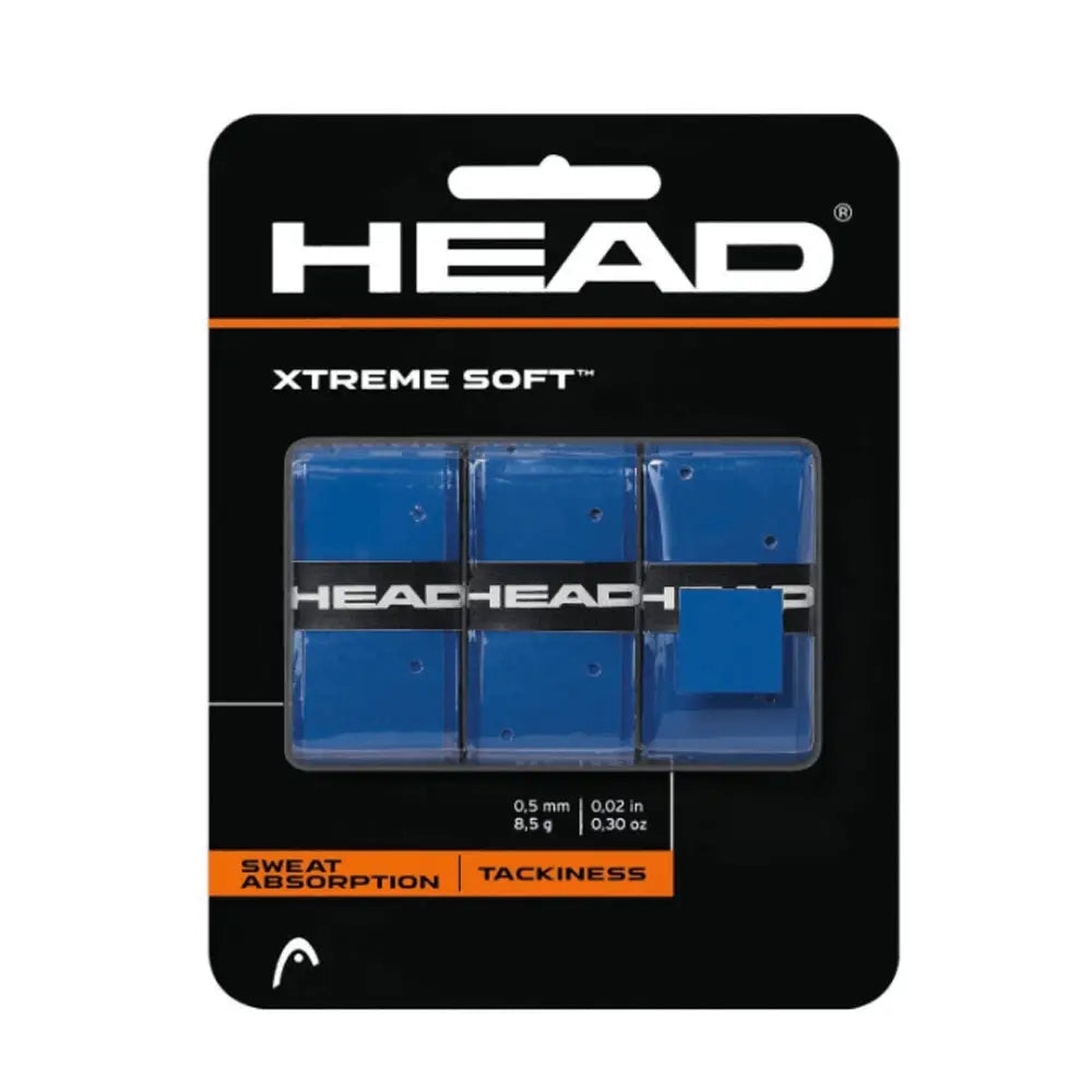 Head Xtreme Soft Blue overgrip for padel racket – thin, tacky grip, 3 pack