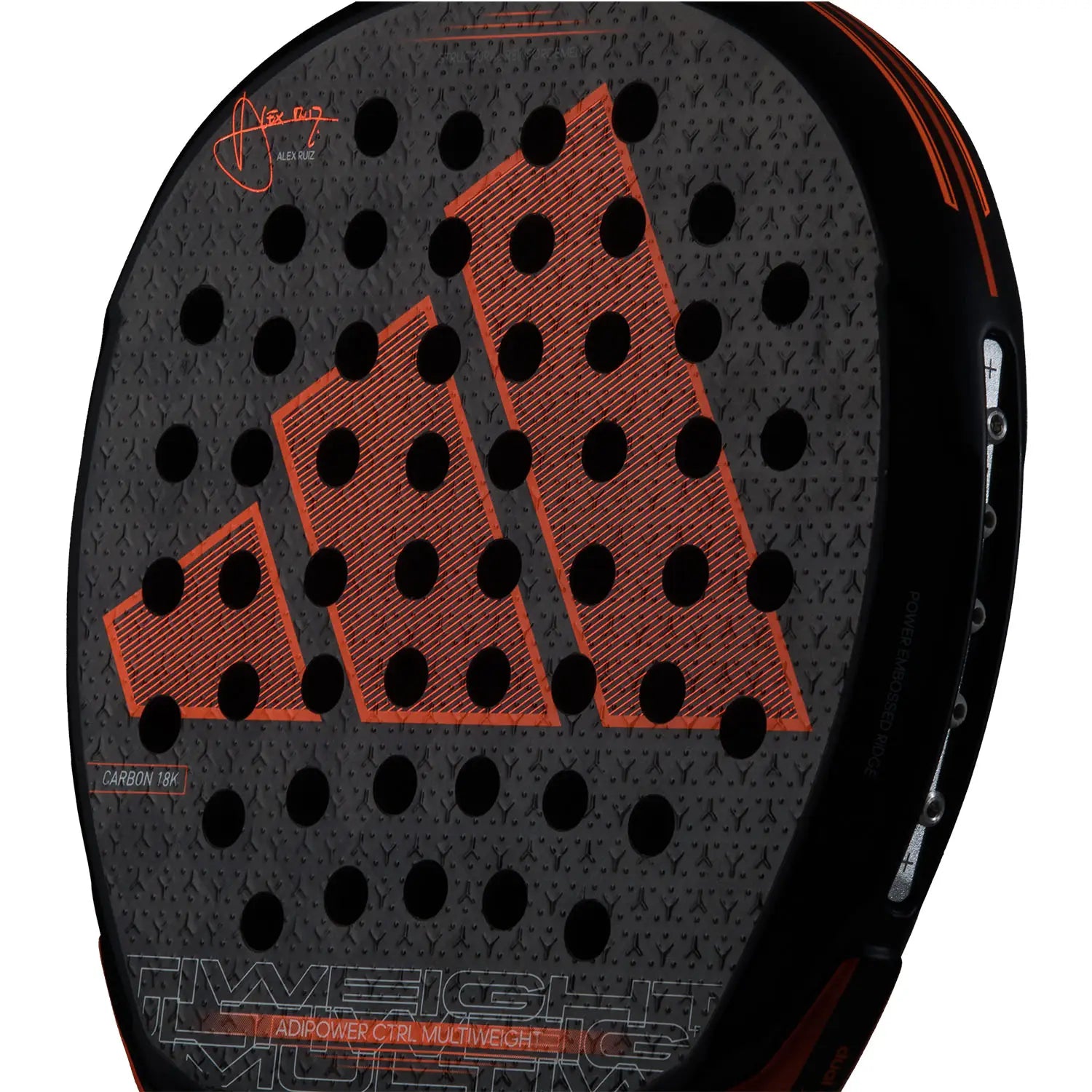 Close-up Adidas Adipower Multiweight CTRL 3.3 Carbon 18K surface texture