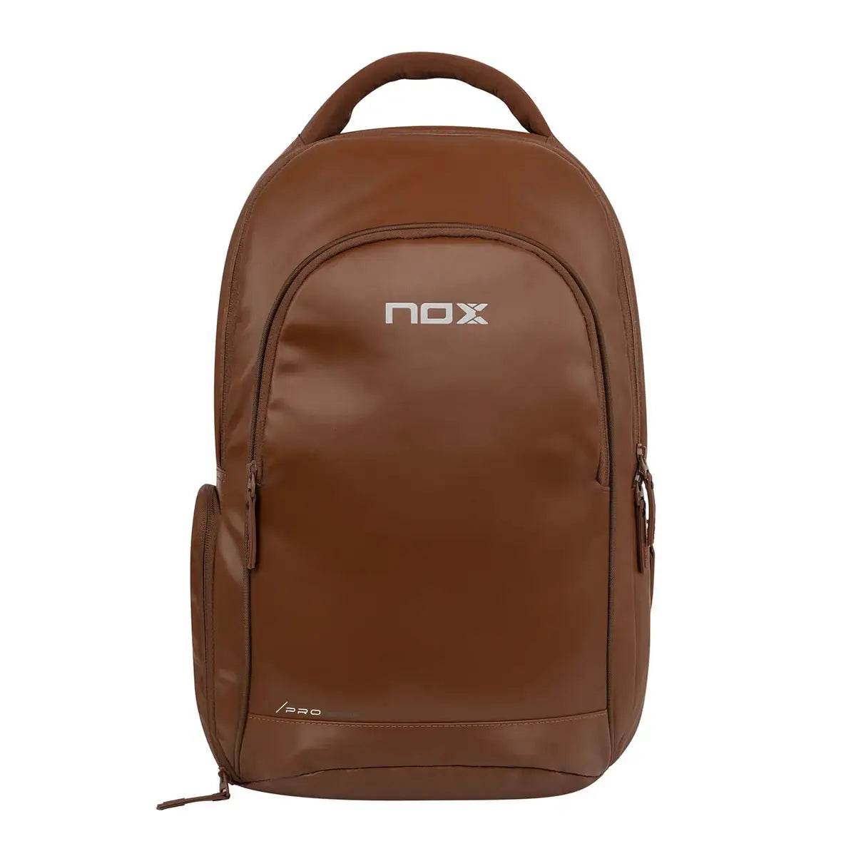 Ruda padelio kuprinė Nox Pro Series Camel Brown, profesionalus modelis iš priekio