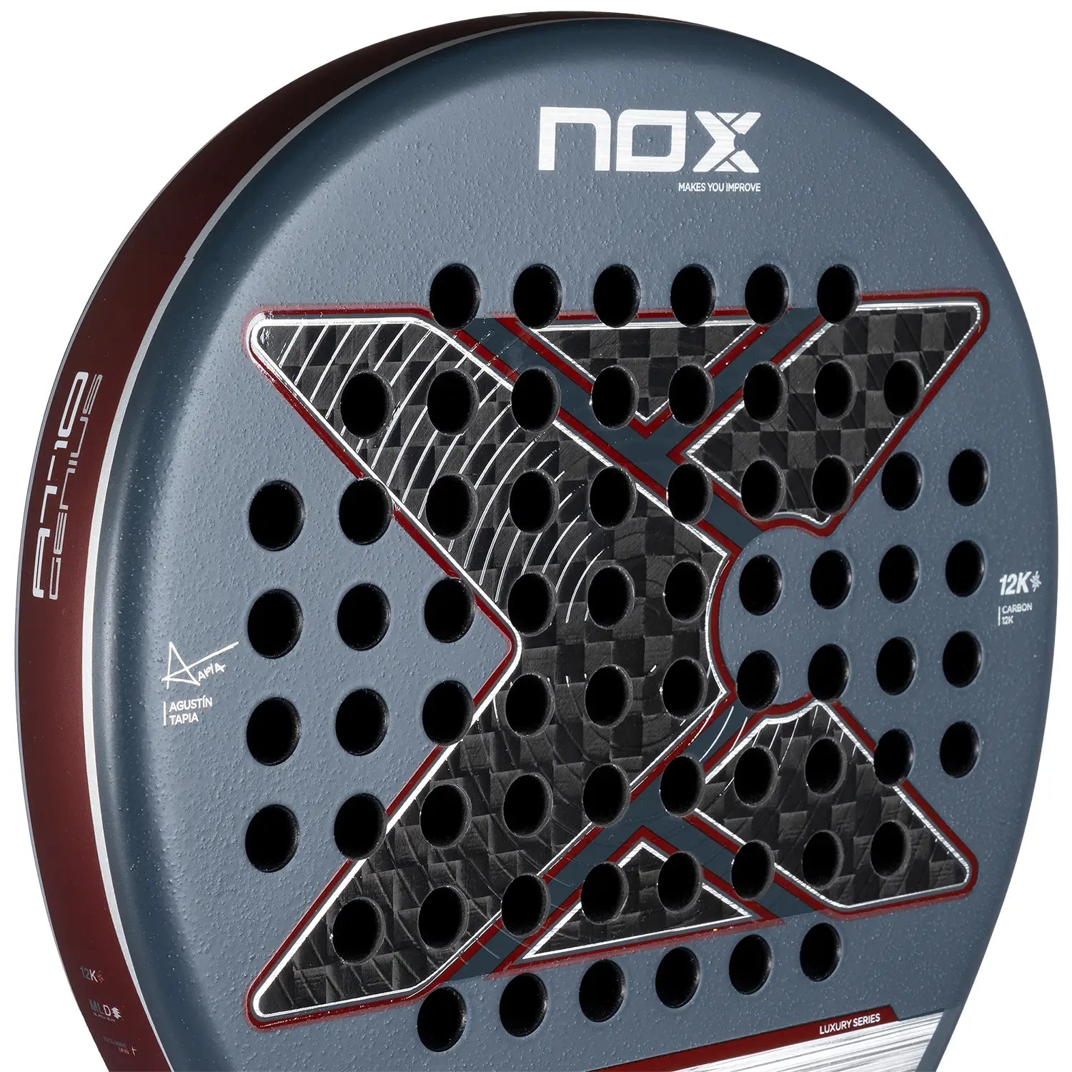 NOX AT10 Genius 12K by Agustin Tapia 2025 padelio raketė - papildomas vaizdas su NOX logotipu
