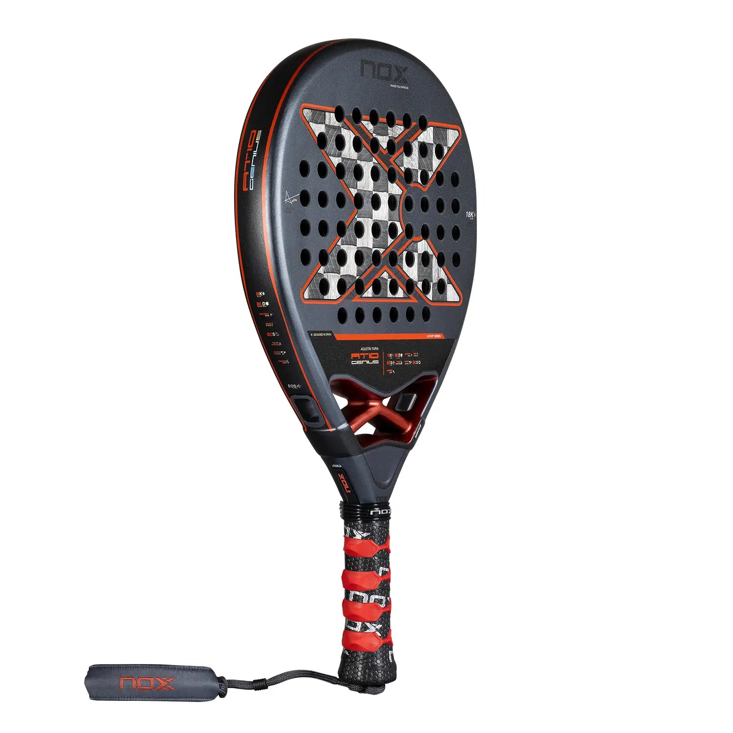 NOX AT10 Genius 18K Alum 2025 padelio raketė – galinis vaizdas
