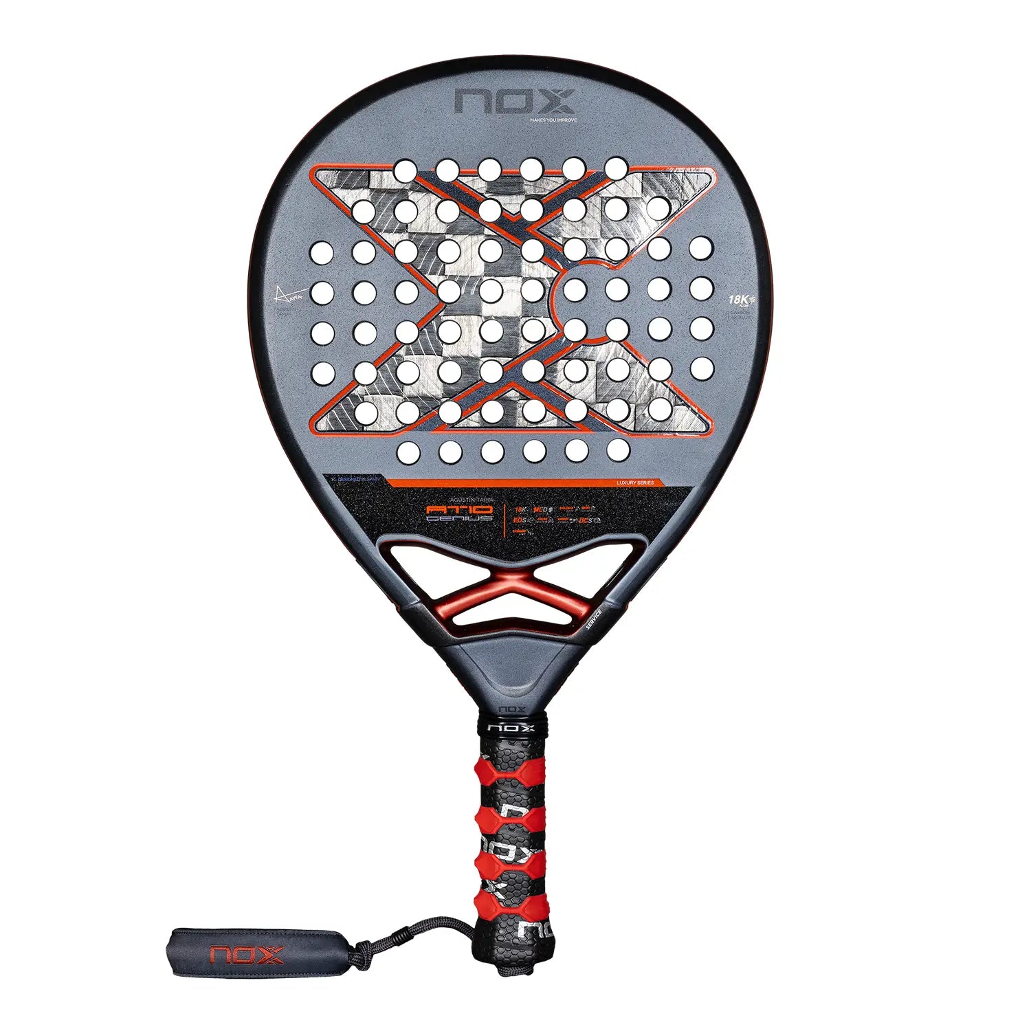 NOX AT10 Genius 18K Alum 2025 padelio raketė – priekinis vaizdas
