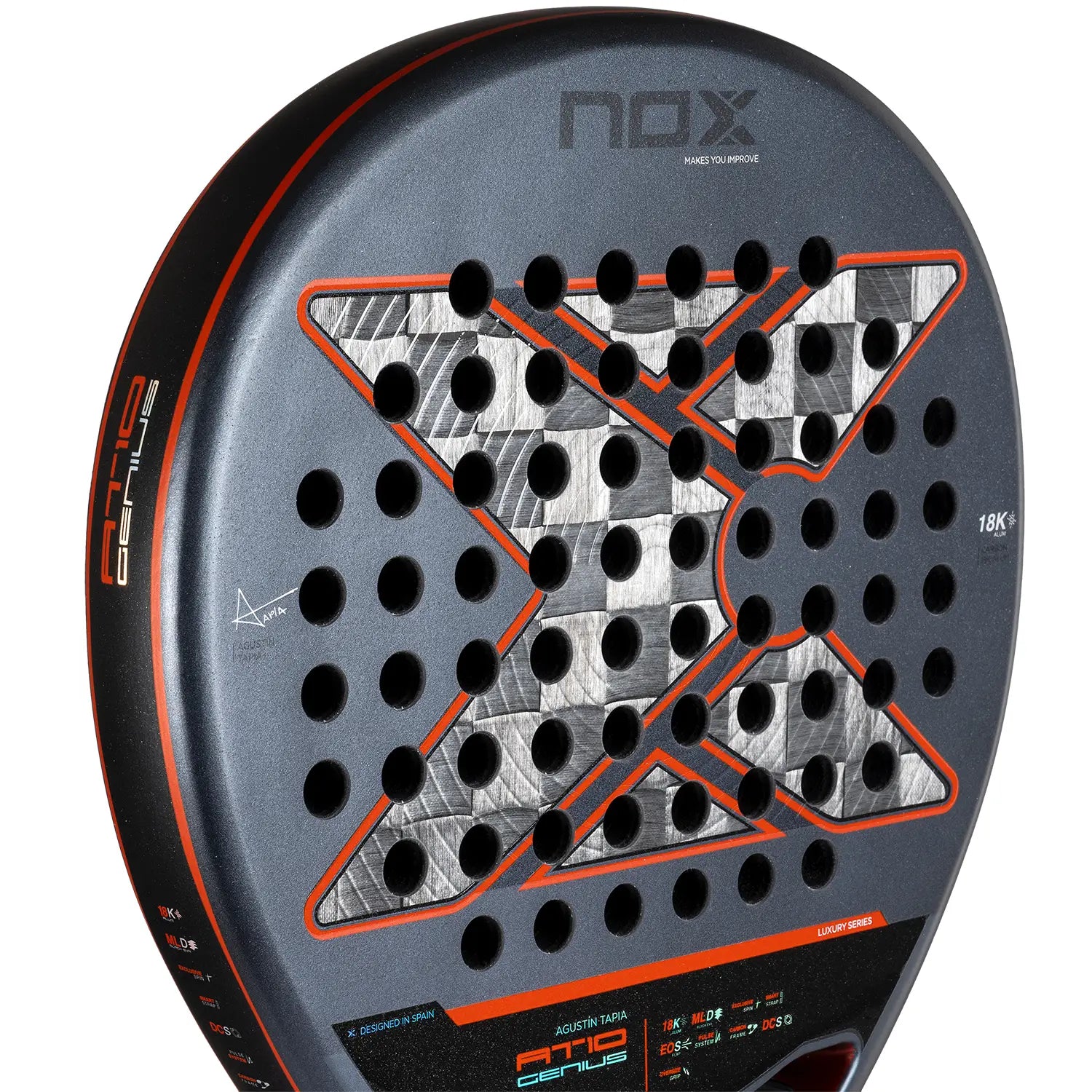 NOX AT10 Genius 18K Alum 2025 smūgio zona su Rough Surface paviršiumi
