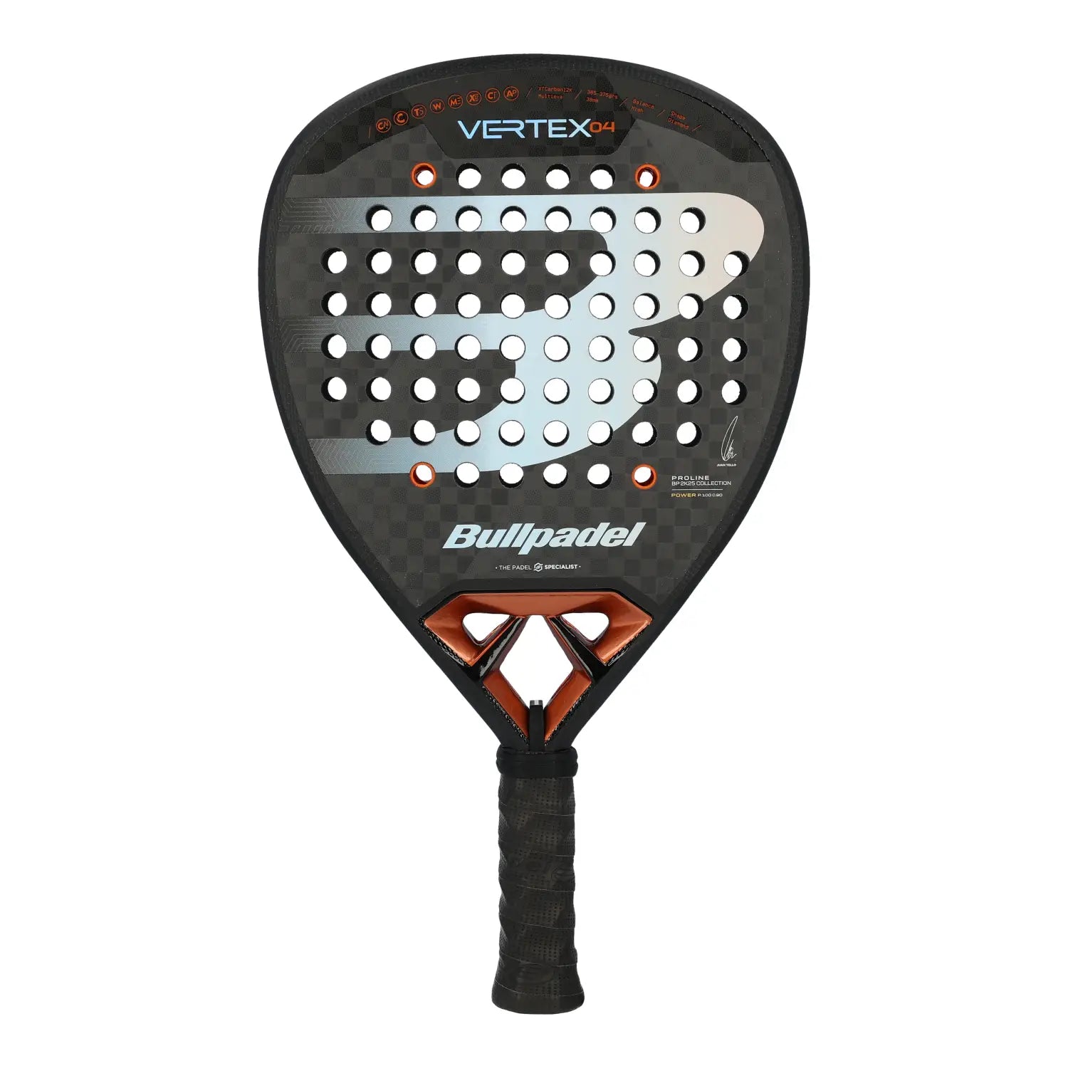 Bullpadel Vertex 04 2025 padelio raketė, deimanto formos profesionalus modelis