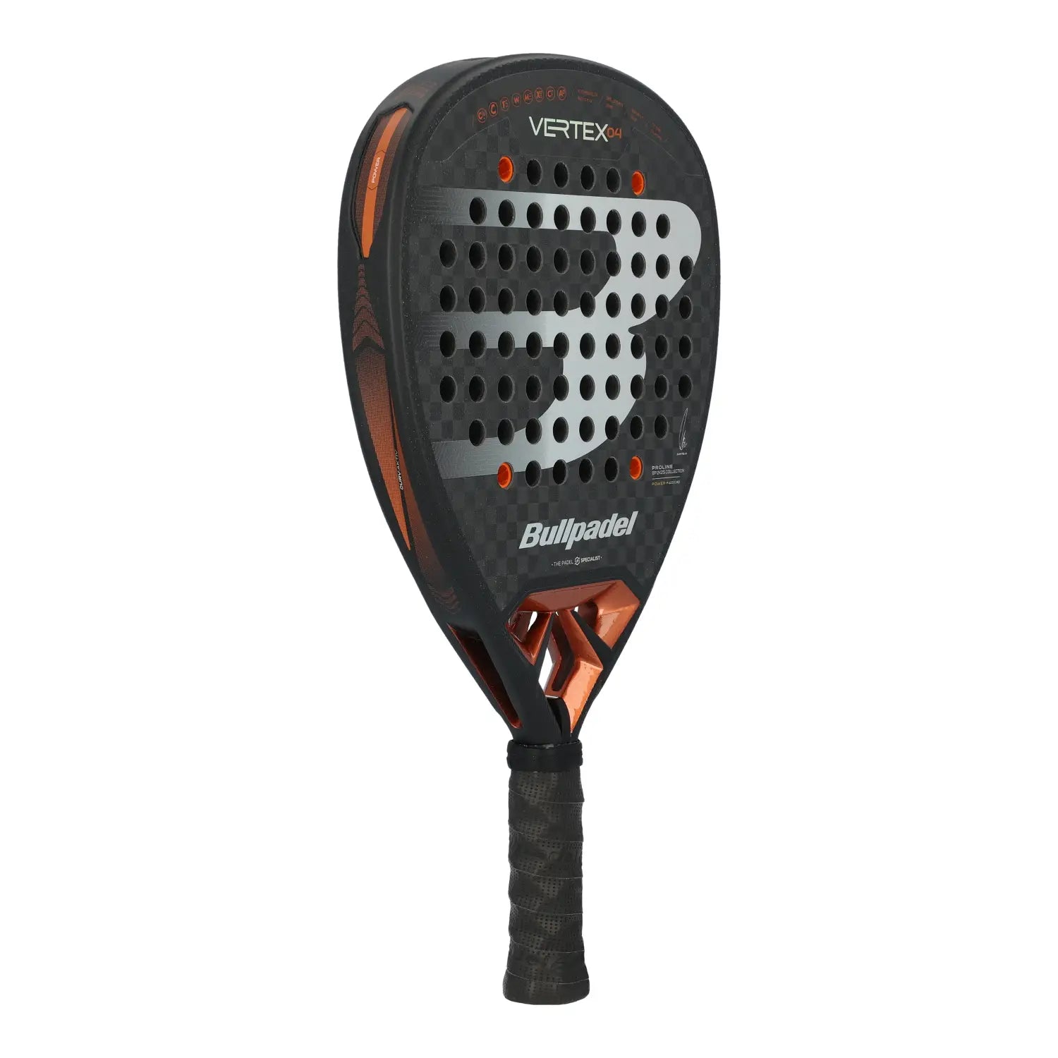 Bullpadel Vertex 04 2025 raketės šonas su Air Power aerodinaminiu kanalu