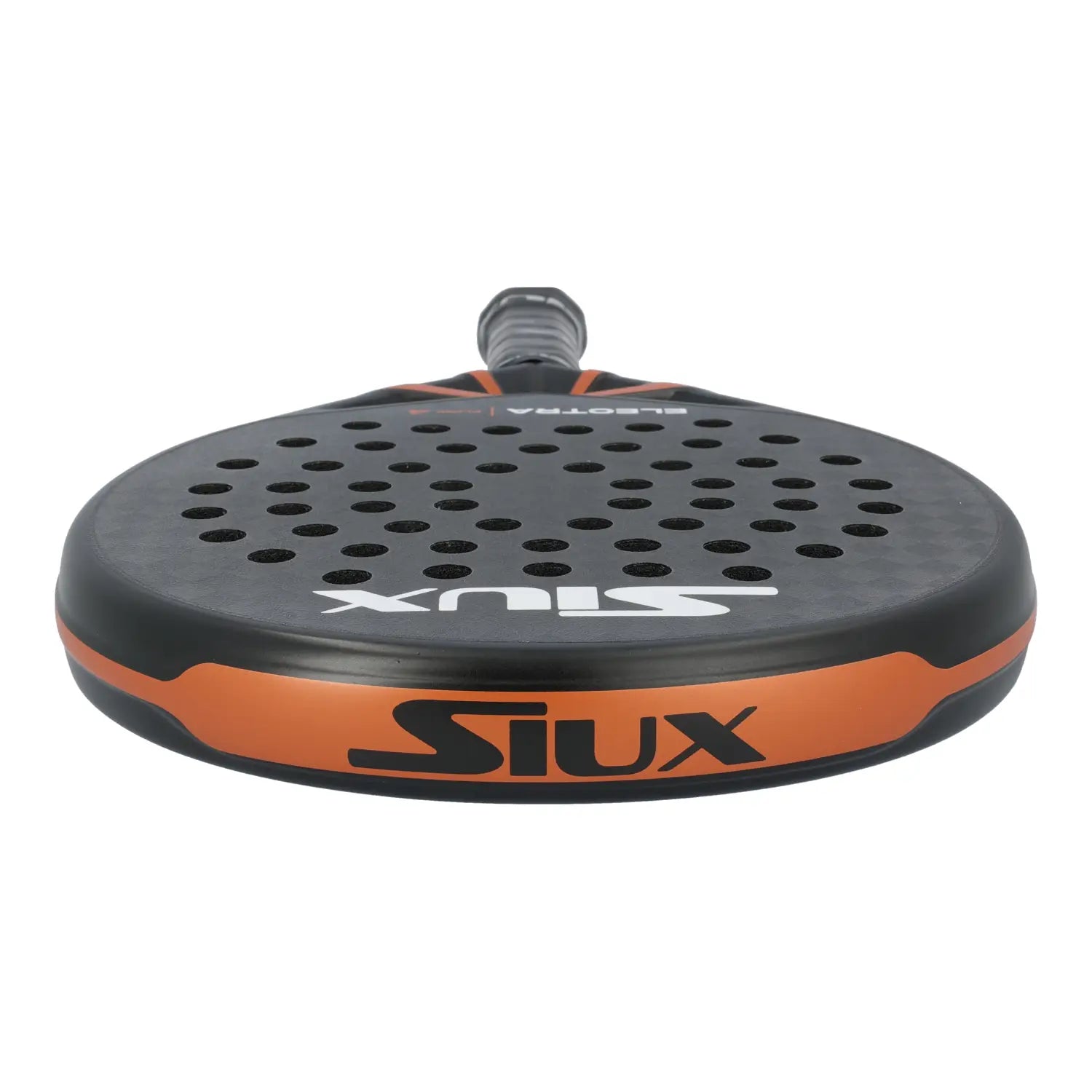 Siux Electra Flow 4 padel racket angled head and grip close-up