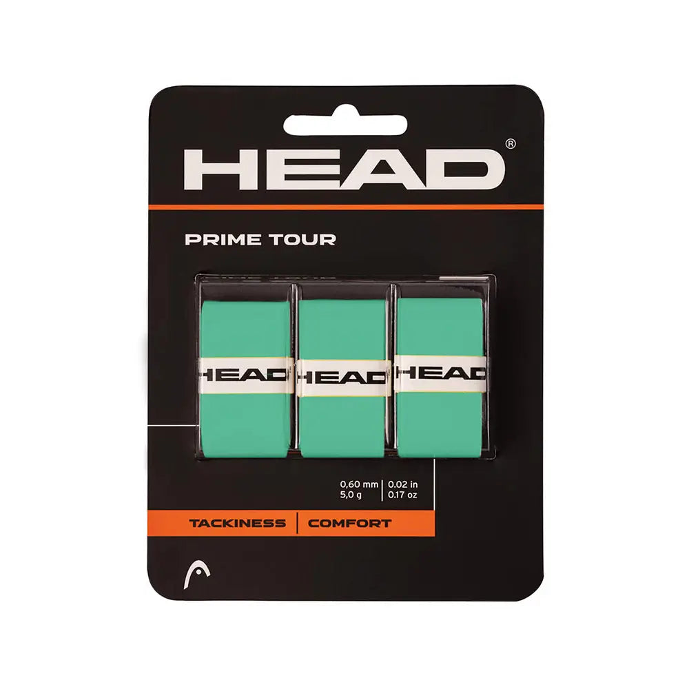 Žalios spalvos Head Prime Tour Verde apvijos (overgrip) 3 vnt. pakuotė padelio raketėms.