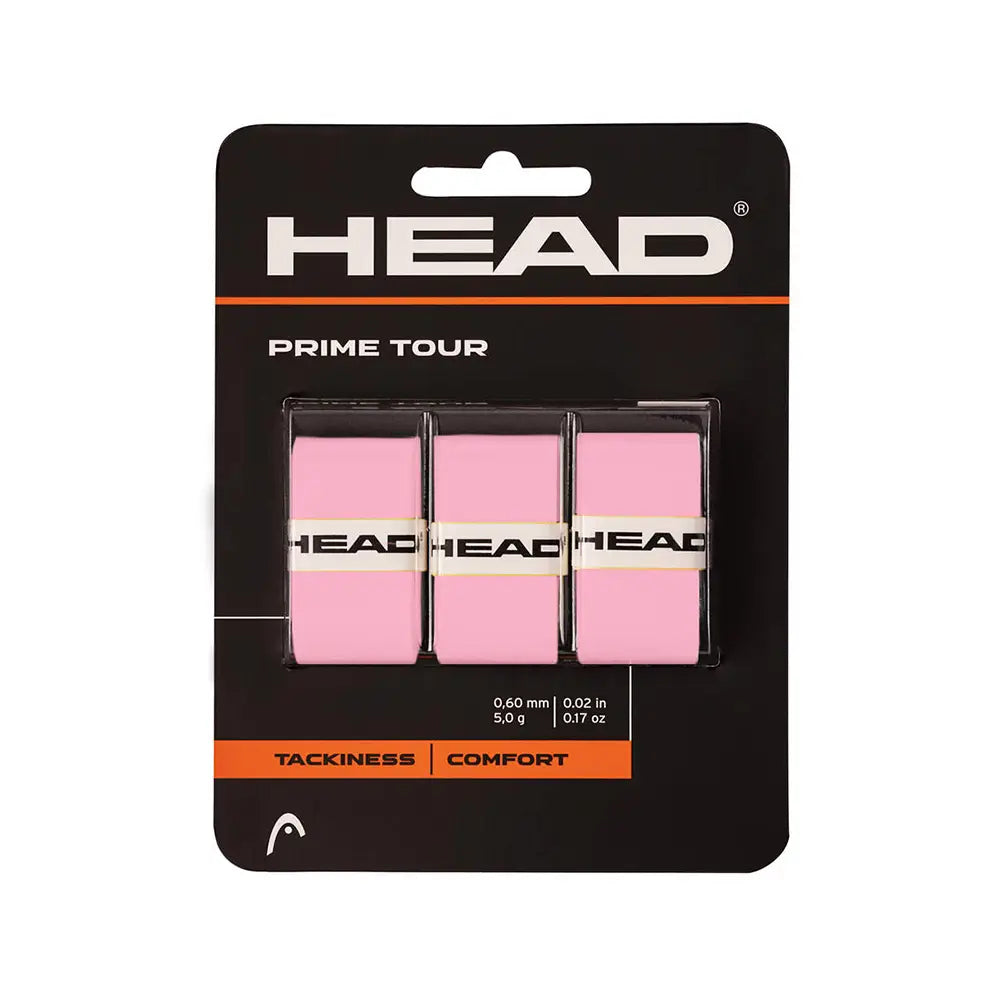 Head Prime Tour Pink overgrip 3vnt blisteris - rožinis rankenos apvyniojimas padel raketei
