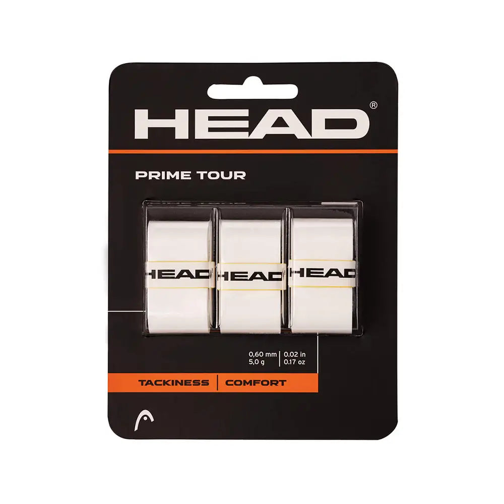 Baltos spalvos Head Prime Tour White apvijos, 3 vnt. pakuotė padelio raketėms.