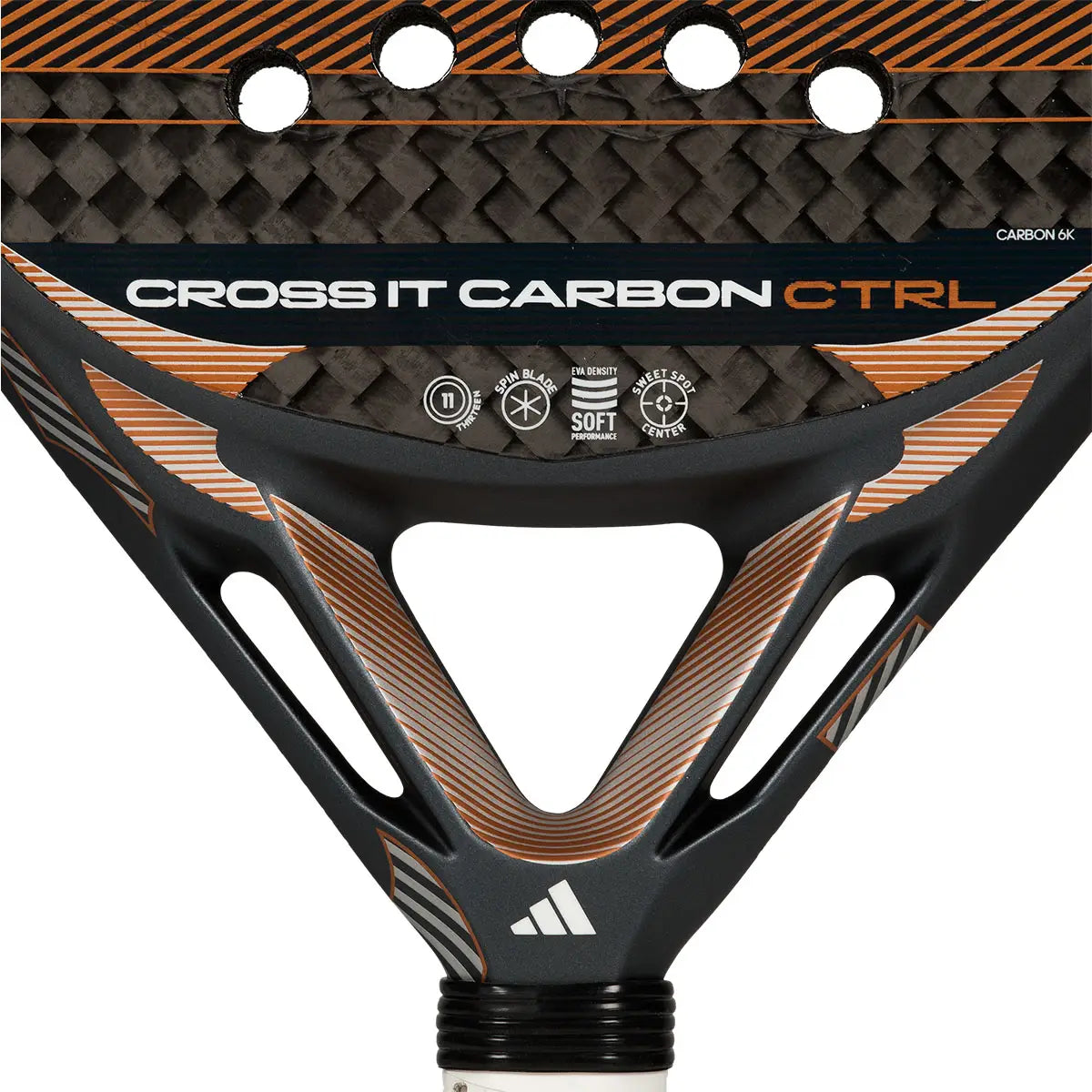 Adidas Cross IT Carbon CTRL 2026 padelio raketė - detalus vaizdas su Smart Holes Curve sistema
