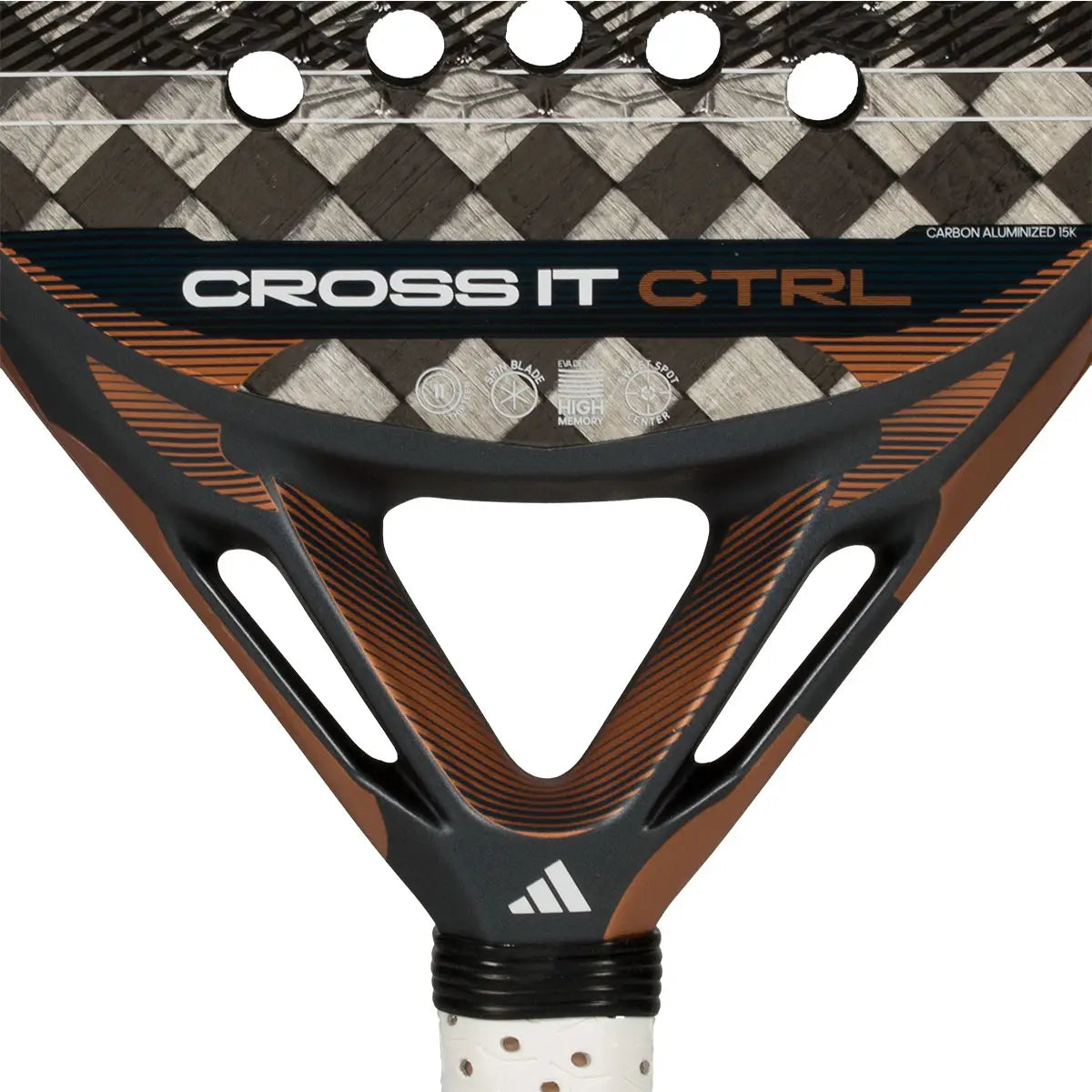 Adidas Cross IT CTRL 2026 padelio raketė - detalus vaizdas su Smart Holes Curve sistema
