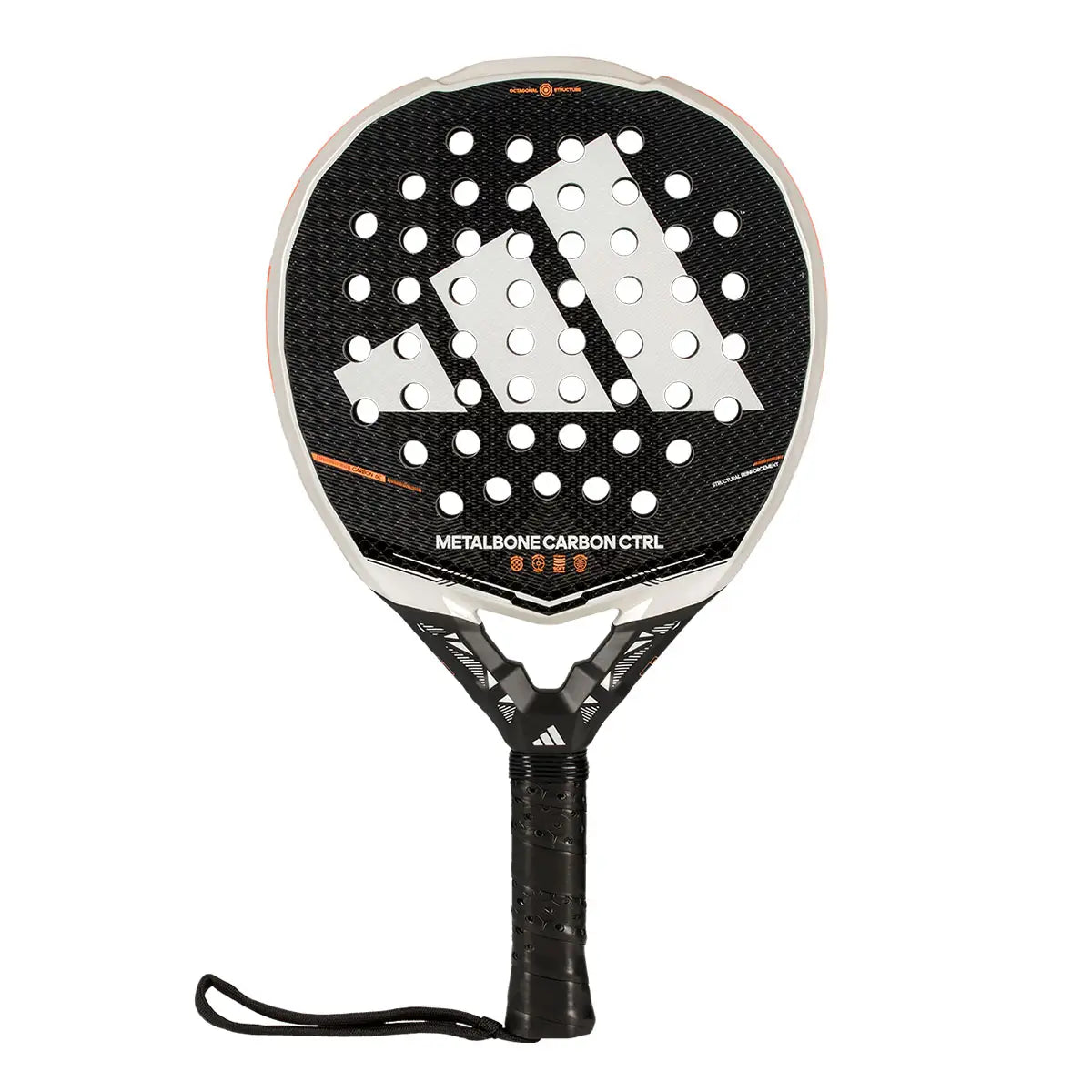 Adidas Metalbone Carbon CTRL 2026 padelio raketė - priekinis vaizdas su 6K anglies pluoštu ir apvalia forma
