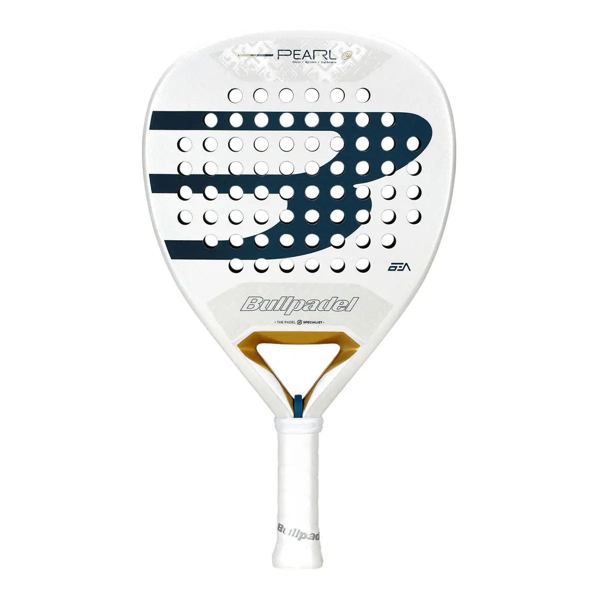 Bullpadel Pearl 26 padel racket front view showing teardrop shape and design