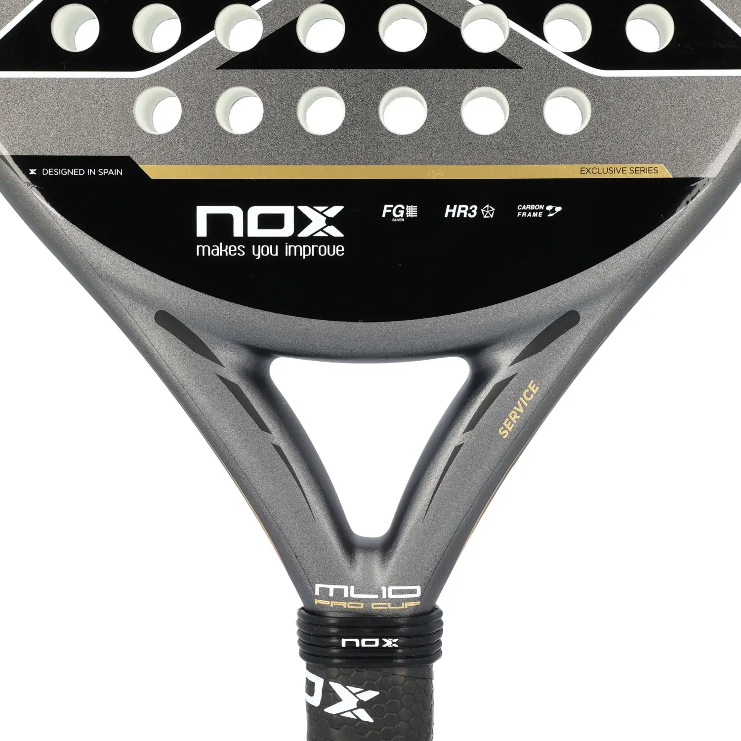 NOX ML10 Pro Cup COORP raketės rėmo ir konstrukcijos detalė