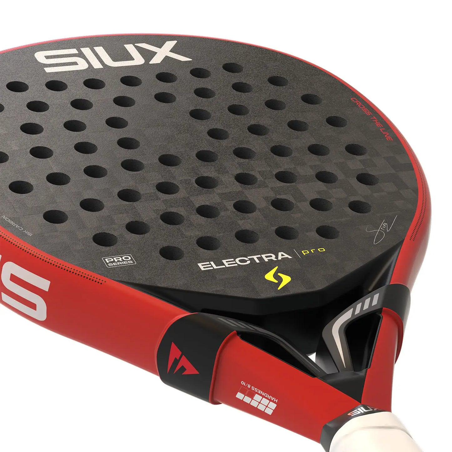 SIUX Electra Pro Fire Red 2026 carbon fiber surface closeup