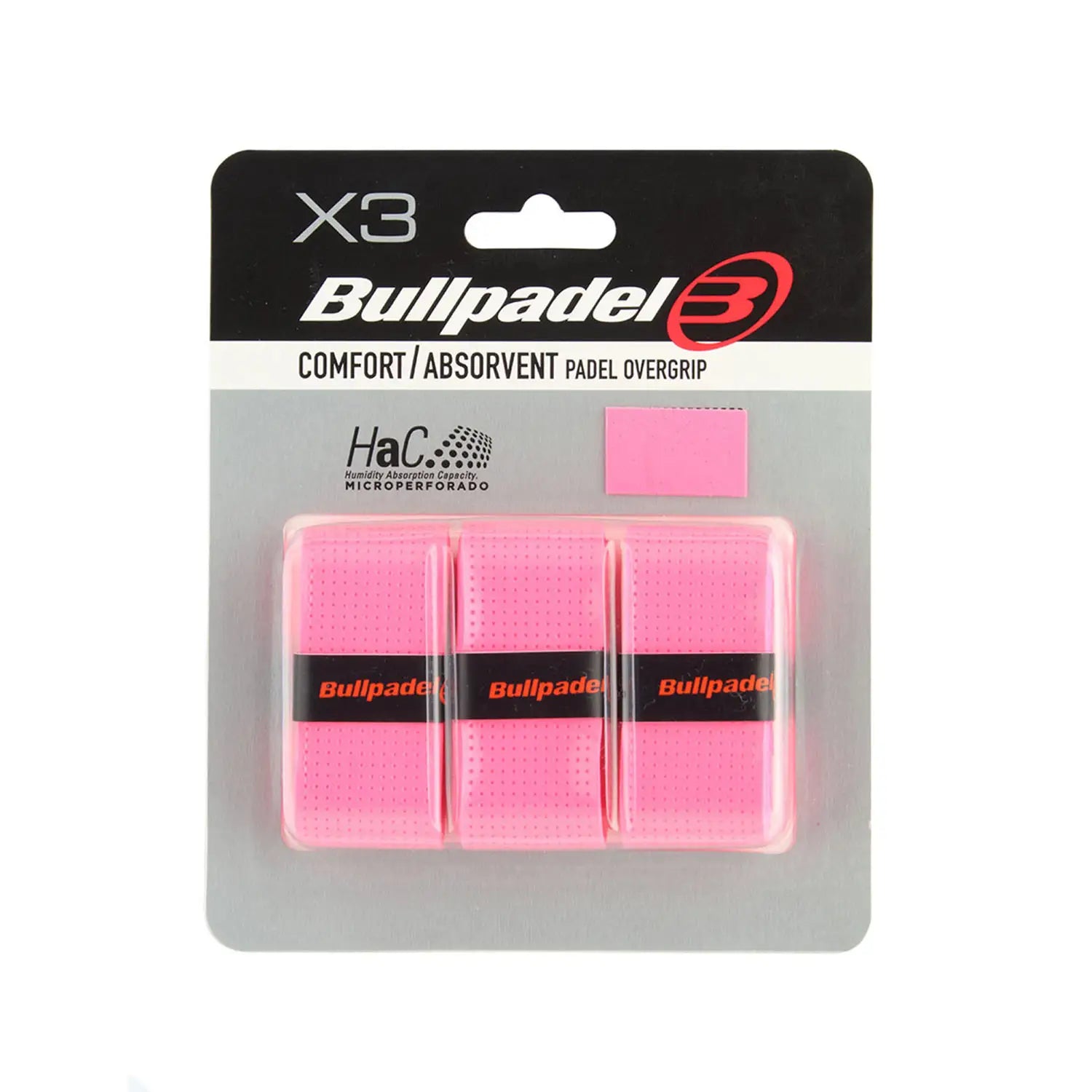 Bullpadel GB-1201 overgrip 3 vnt fluorescent pink rožinė padelio apvijos
