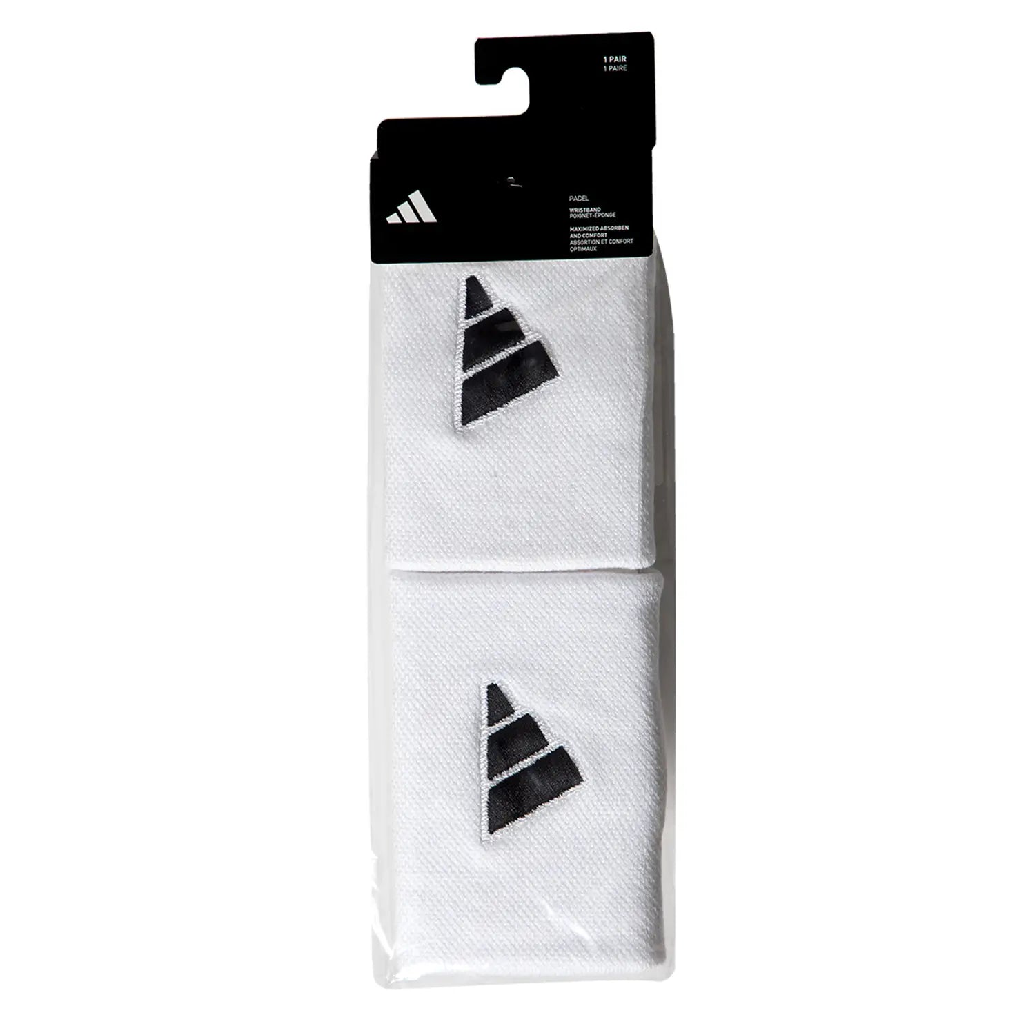 Adidas Long Wristband balta - ilgos padelio riešinės su Adidas logotipu
