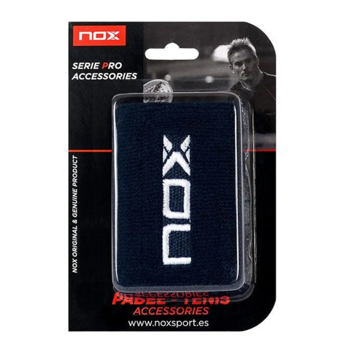 Mėlynos padelio riešinės Nox su baltu logotipu, 2 vnt. pakuotė sportui