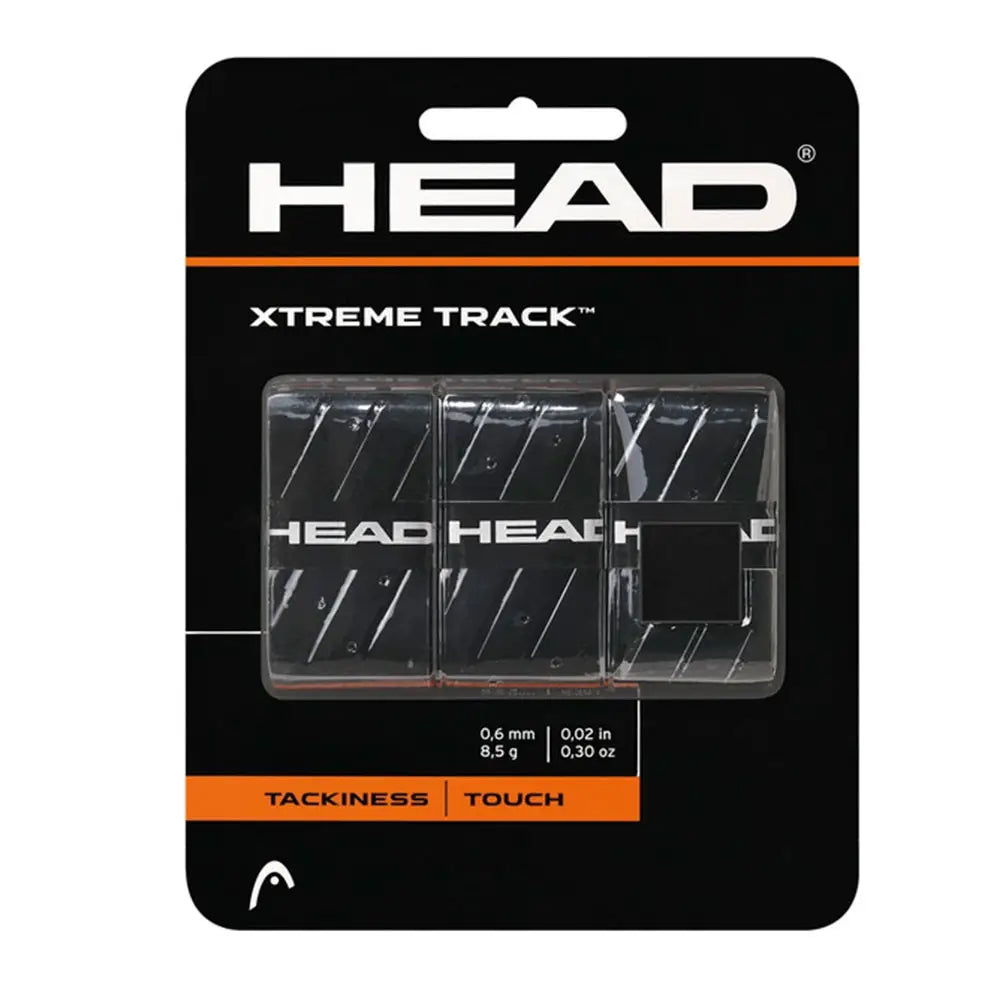 Head Xtreme Track Black overgrip padelio raketei, juoda rankenos apvija, 3 vnt.