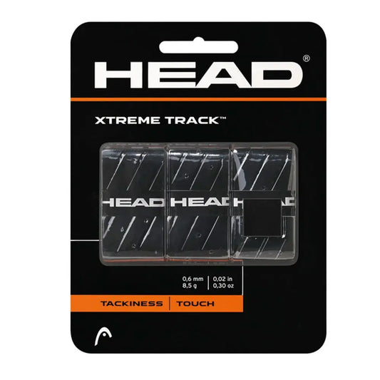 Head Xtreme Track Black overgrip padelio raketei, juoda rankenos apvija, 3 vnt.